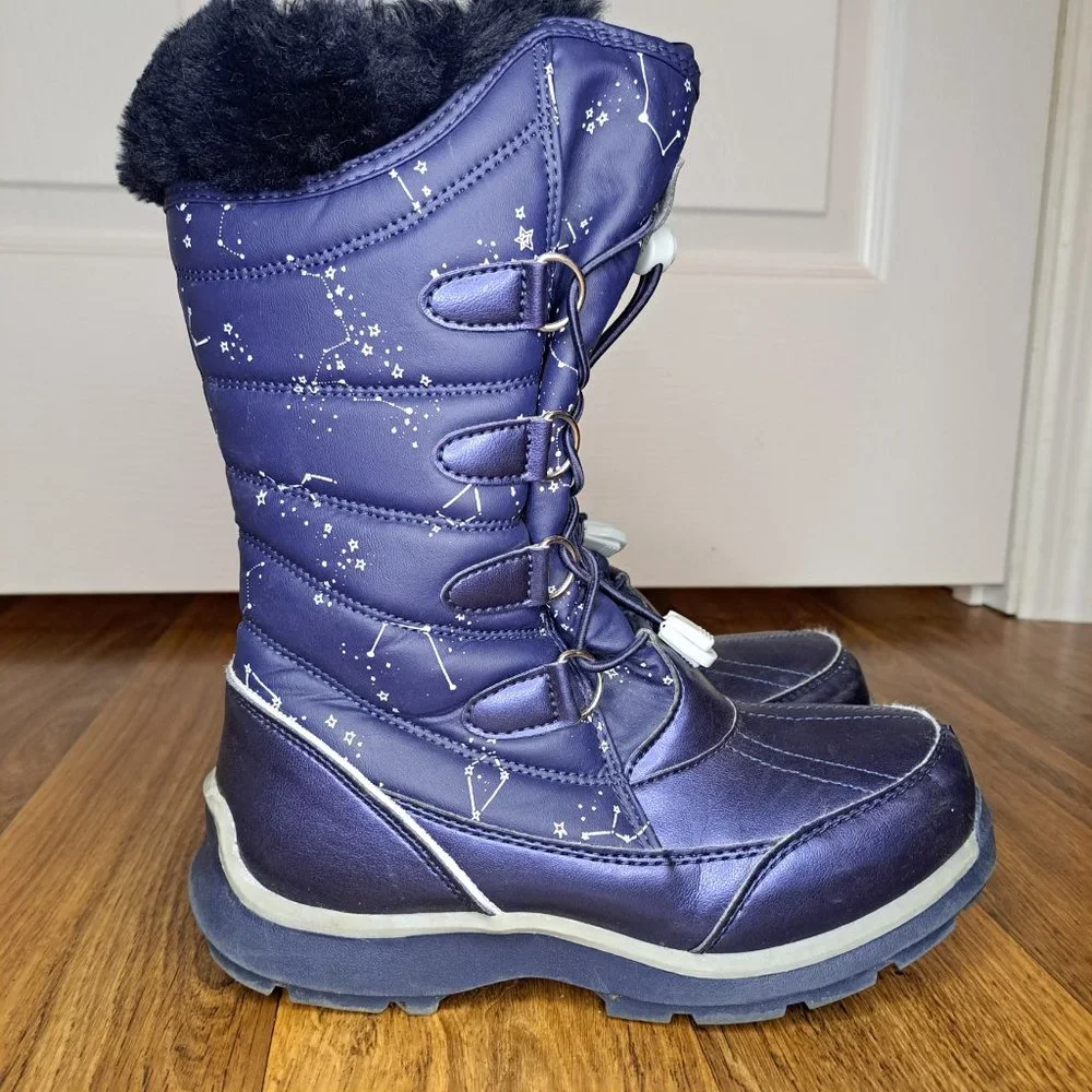 Lands' End Blue Winter Snow Boots Stars Size 3